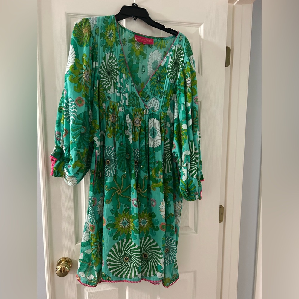 Tropical Dress - NWOT Place du Soleil Green Floral Dress XL